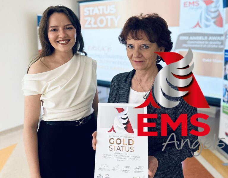 Złoty sukces z Kielc. Pogotowie pierwsze w Polsce w ratowaniu udarów FB/ŚPRM Kieleccy ratownicy zdobyli złoty status EMS Angels Awards – wyróżnienie potwierdzające światowy poziom opieki przedszpitalnej nad pacjentami z udarem mózgu.