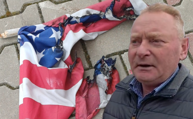 Atak na dom radnego w Kielcach. Spłonęła flaga Stanów Zjednoczonych