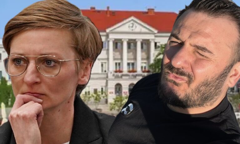 Przewodniczący Rady Miasta Maciej Jakubczyk oraz prezydent Agata Wojda