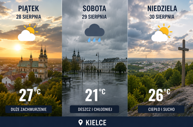 Ostatni weekend wakacji przyniesie Kielcom pogodową huśtawkę. Najsłabiej zapowiada się sobota.