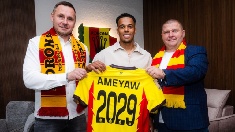 Michael Ameyaw podpisał z Koroną Kielce kontrakt do 30 czerwca 2029 roku z opcją przedłużenia o kolejny sezon.