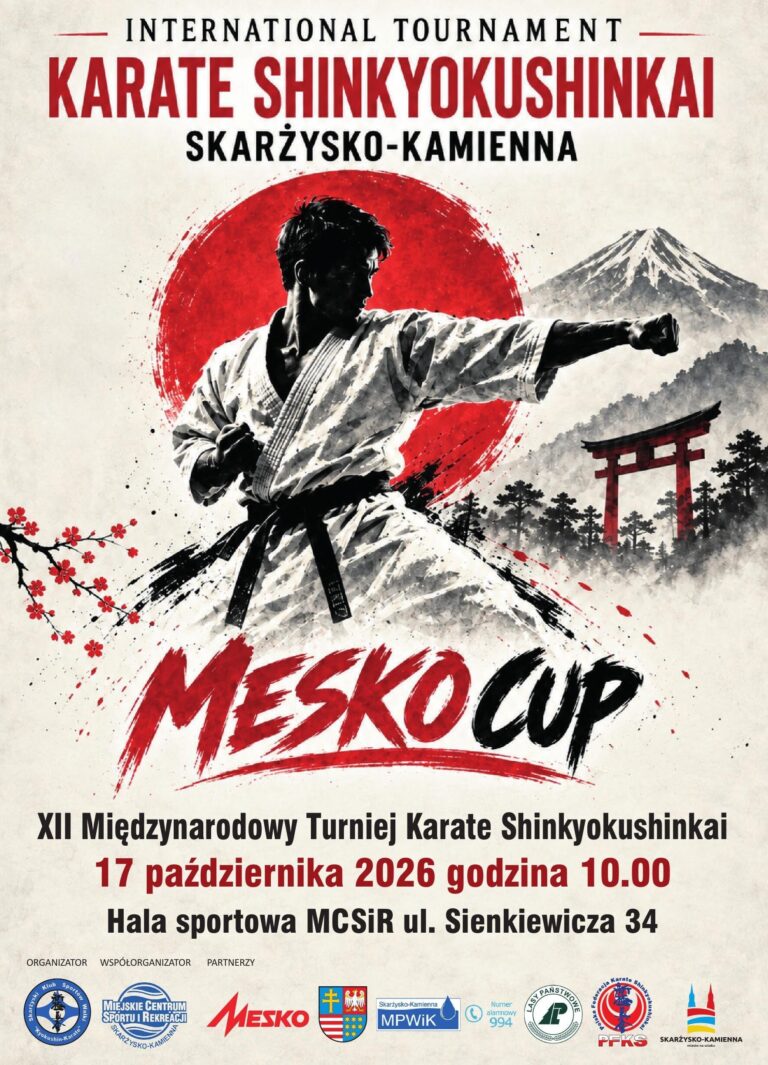 Około 500 zawodników z 40 klubów z Polski i zagranicy bierze udział w XII Międzynarodowym Turnieju Karate Shinkyokushinkai MESKO CUP 2026 w Skarżysku-Kamiennej. Wydarzenie od lat wspiera skarżyska spółka MESKO S.A.