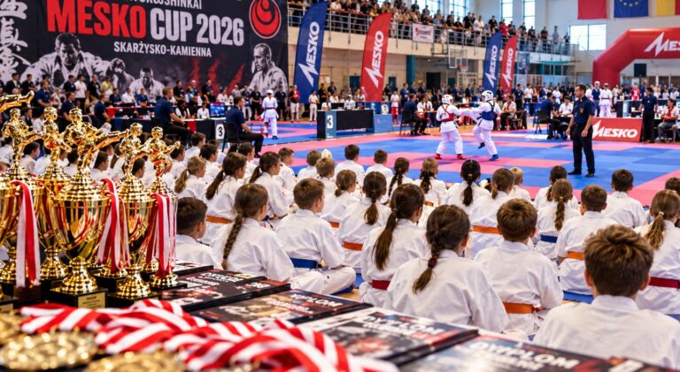 Młodzi karatecy podbili maty! Świętokrzyskie świętuje sukcesy swoich zawodników Międzynarodowy turniej MESKO CUP 2026 w Skarżysku-Kamiennej zgromadził około 500 zawodników. Gospodarze zdobyli 12 medali, a klasyfikację drużynową wygrał Kielecki Klub Sportowy Karate Kielce.